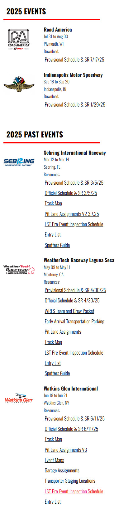 Schedule Road America